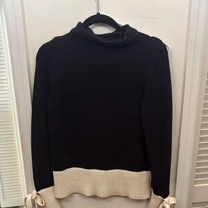 Ann Taylor Black and Cream Cowl Neck Sweater